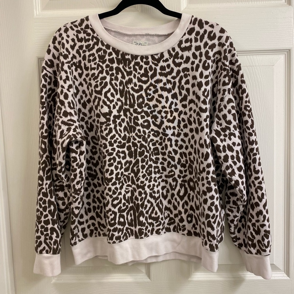 J. Crew Leopard Print Vintage Fleece Pullover XL